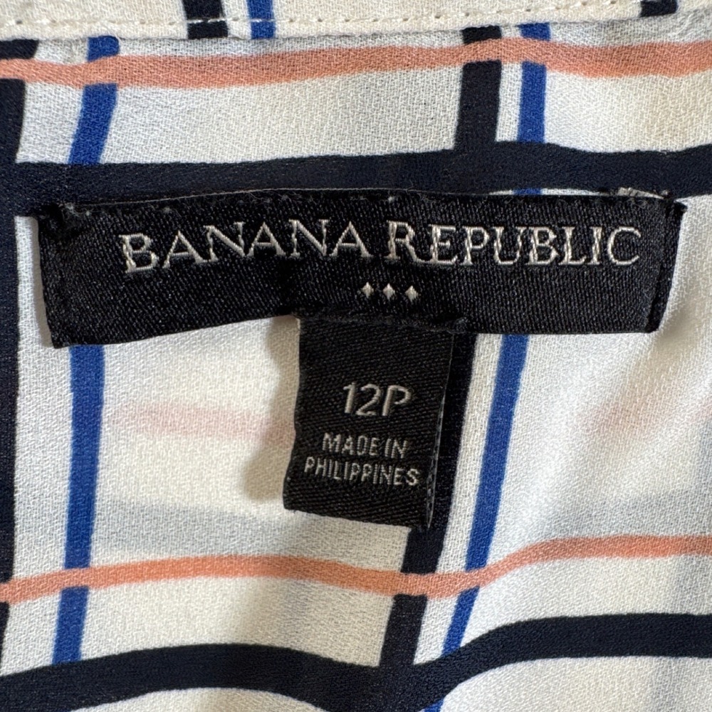 Plaid Sleeveless Shirt Dress Banana Republic‎ Women's 12P Belted, Sidezip Career - Picture 9 of 13